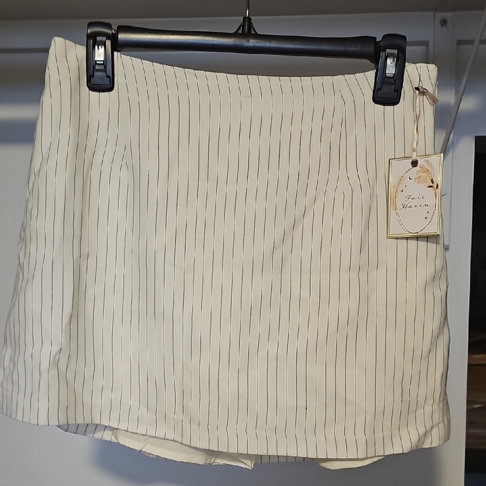 Fair Haven Cream Skirt with Black Stripes